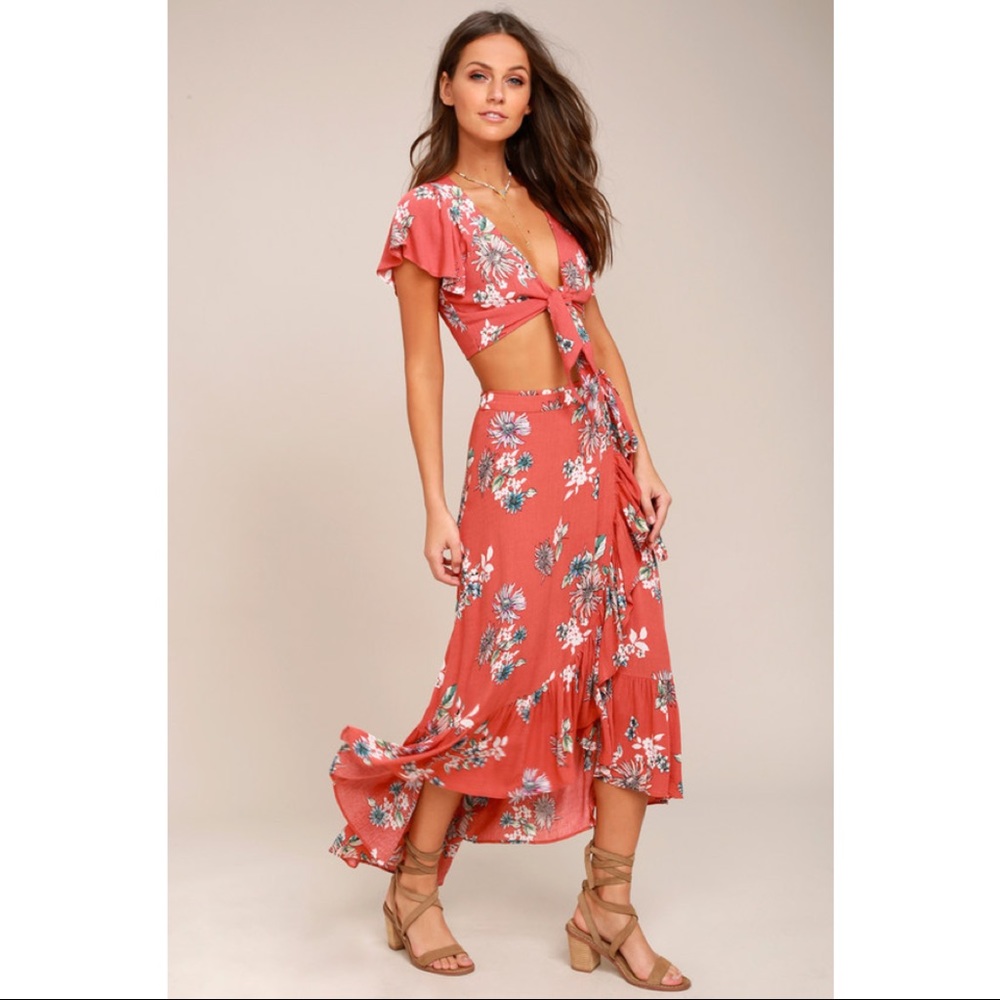 Pink/Orange Floral Beach Set